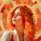 Digital portrait of woman with curly red hair and sun-kissed skin