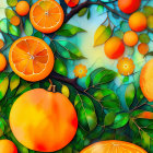 Colorful Citrus Fruits Illustration on Blue Background