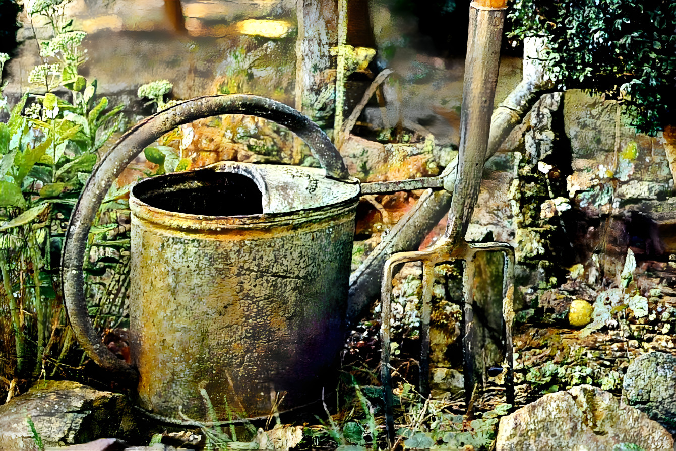 Weathered watering can