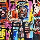 Colorful Abstract Cubist Painting with Overlapping Faces