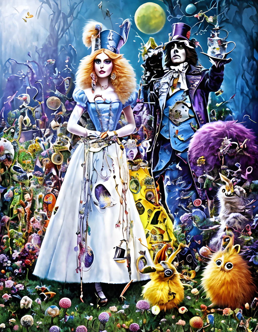 Colorful Fantastical Setting with Whimsically Dressed Characters