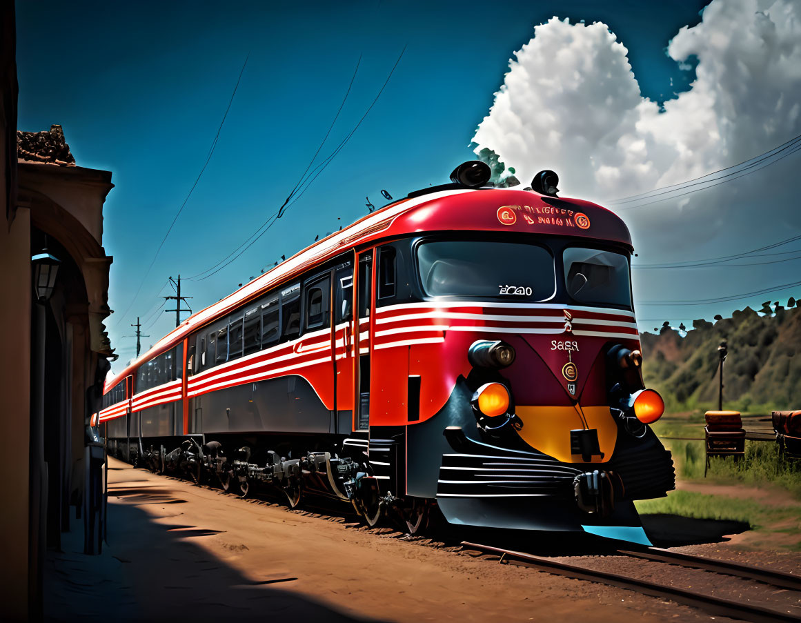 Classic Santa Fe Vintage Train Arriving at Station