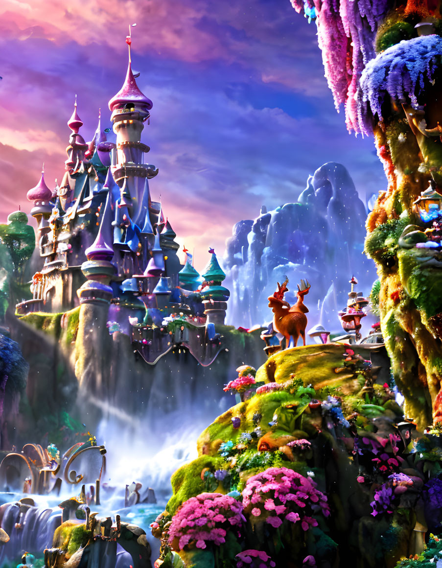 Colorful Fairytale Castle in Vibrant Landscape