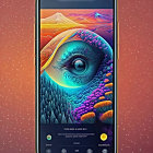 Colorful surreal eye wallpaper on smartphone