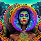 Colorful digital artwork of a woman's face with psychedelic patterns