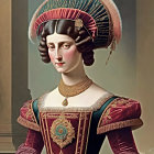 Detailed Hyper-Realistic Portrait of Woman in Ornate Historical Dress