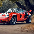 Vintage Red Sports Car with Racing Number "1" Parked Outdoors