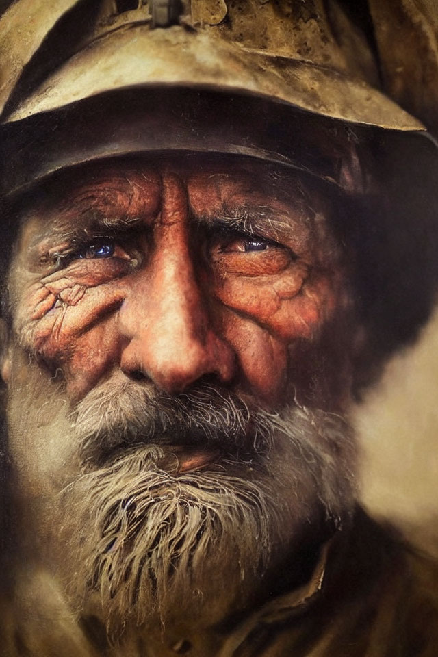 Elderly man portrait with weathered face and grey beard