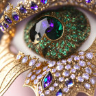 Intricate Venetian Mask with Gold Filigree and Purple Gems