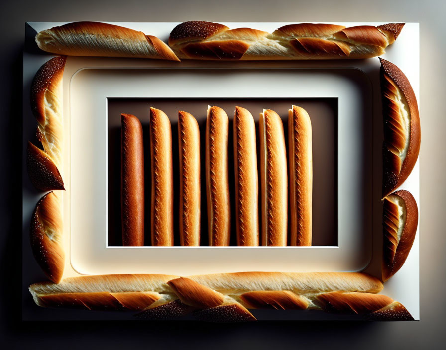 Bread Loaf Frame with Spiral Effect and Golden Crust Texture