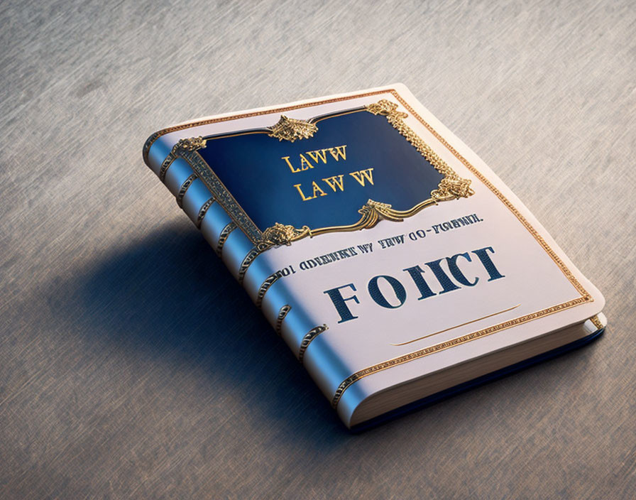 Embossed Golden Letters on Hardcover Law Book with Decorative Design