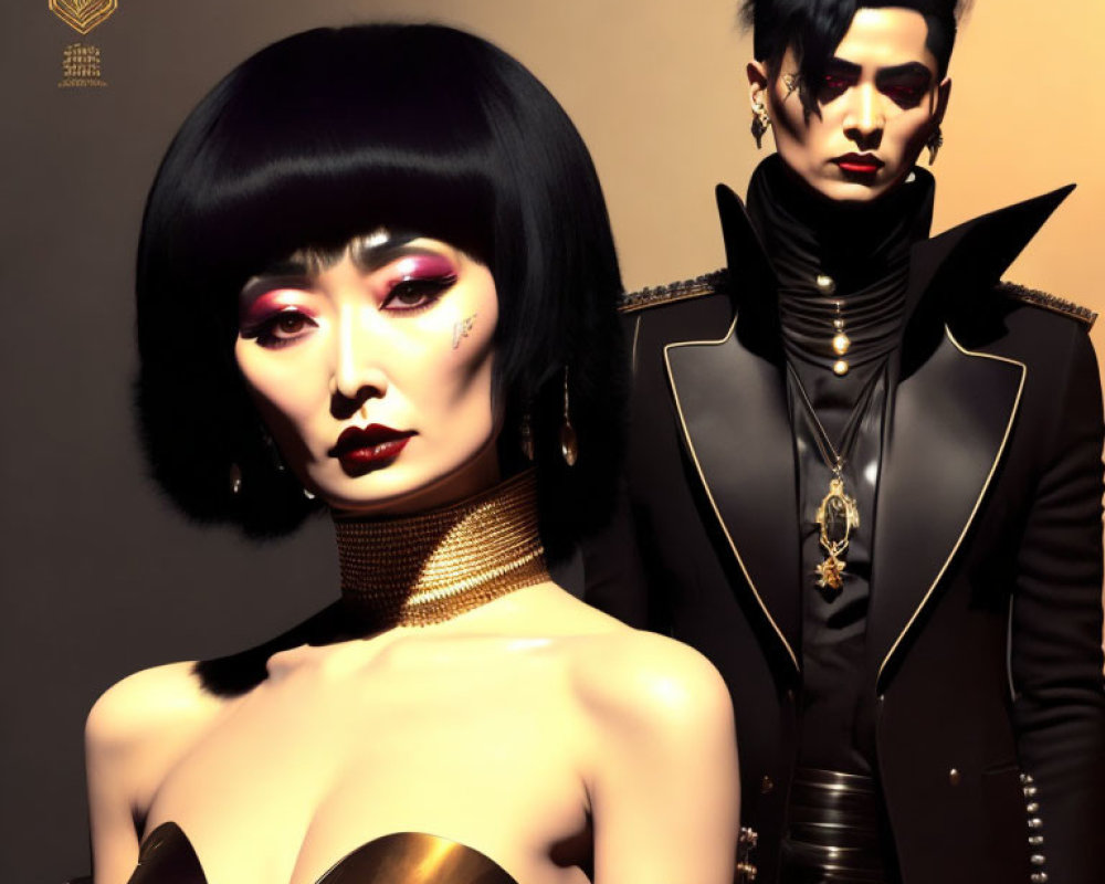 Avant-garde make-up and futuristic attire on stylized individuals