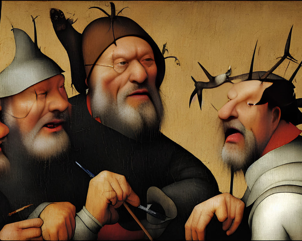 Four Men in Medieval Attire During Surgical Procedure