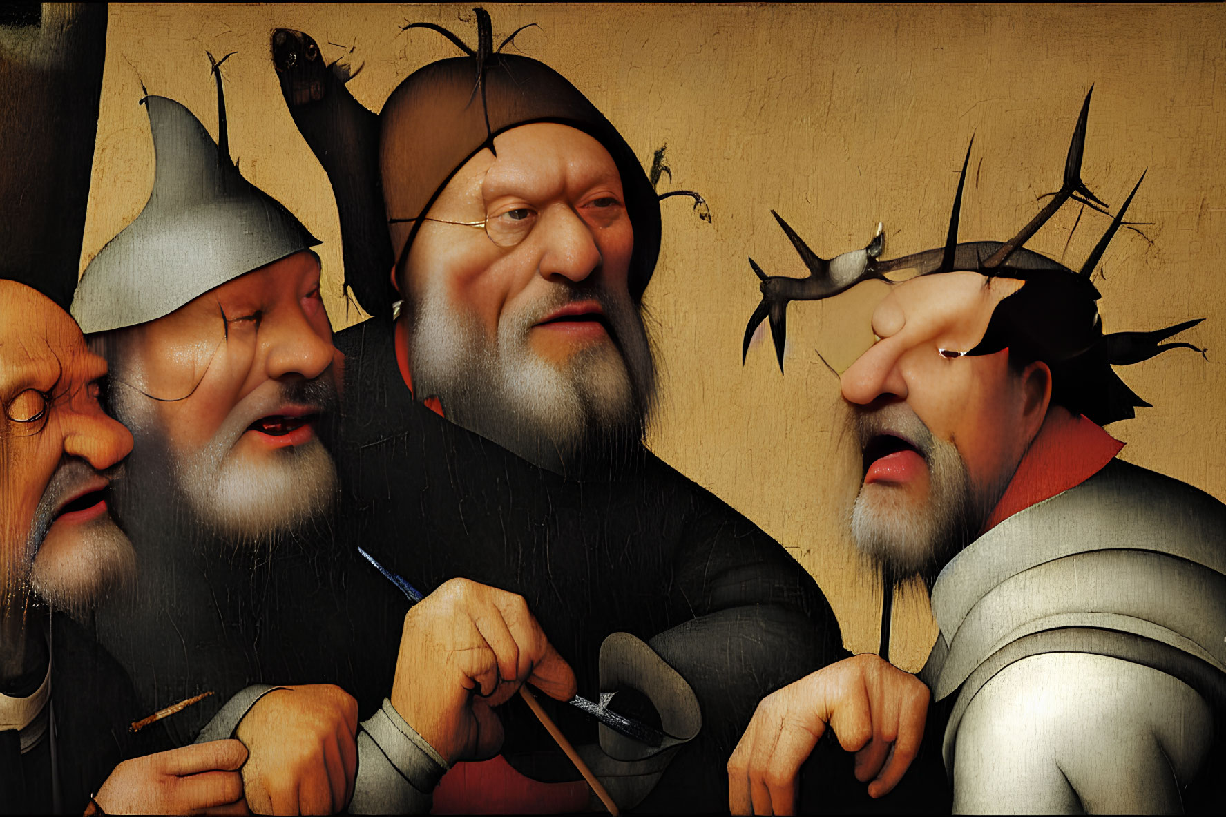 Four Men in Medieval Attire During Surgical Procedure