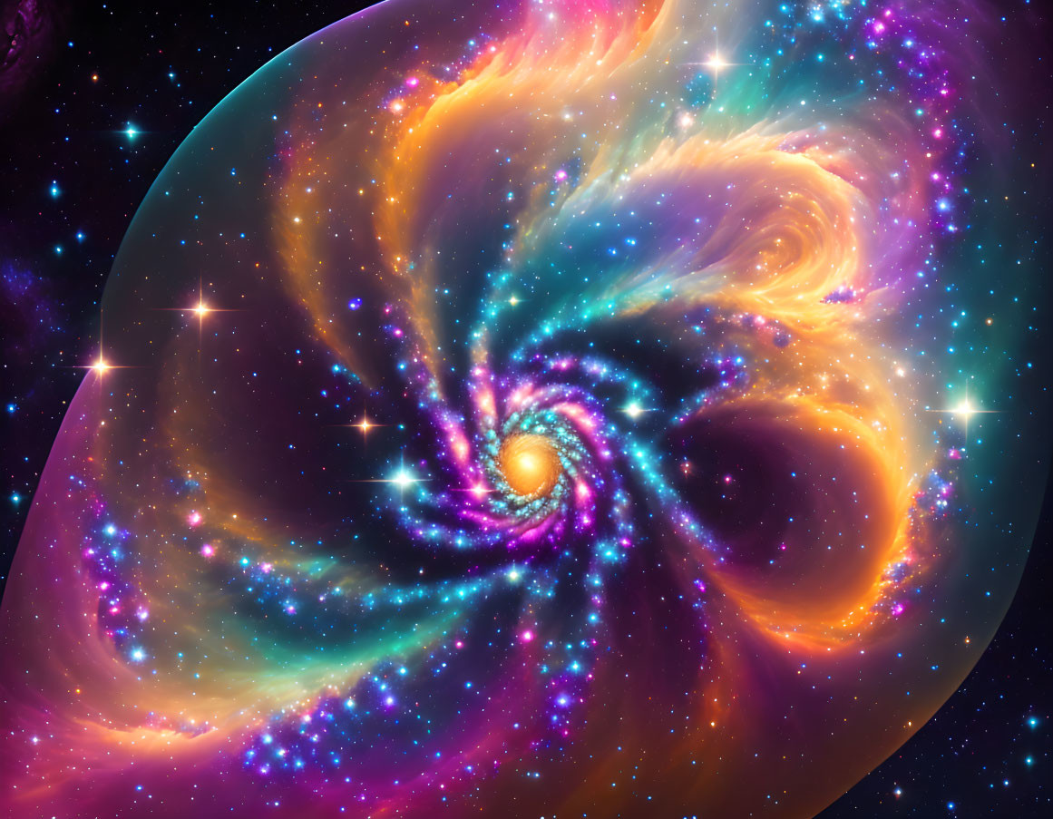 Colorful swirling cosmic whirlpool in star-studded space