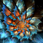 Colorful digital artwork showcasing a vibrant peacock with iridescent blues and oranges