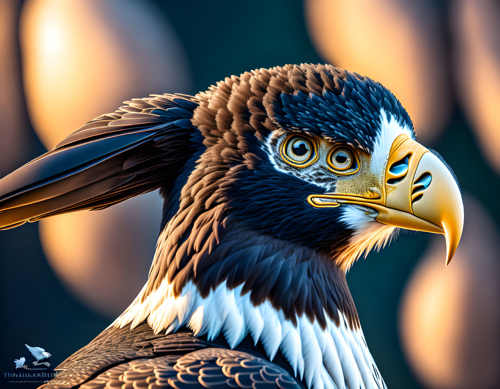 Detailed Eagle Illustration with Sharp Beak and Intense Eyes