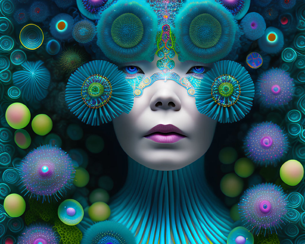 Colorful Digital Artwork: Intricate Patterns & Vivid Colors of Human and Psychedelic Elements