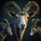 Colorful Geometric Goat Art on Dark Background