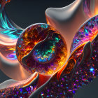 Colorful Fractal Art with Glowing Iridescent Pattern