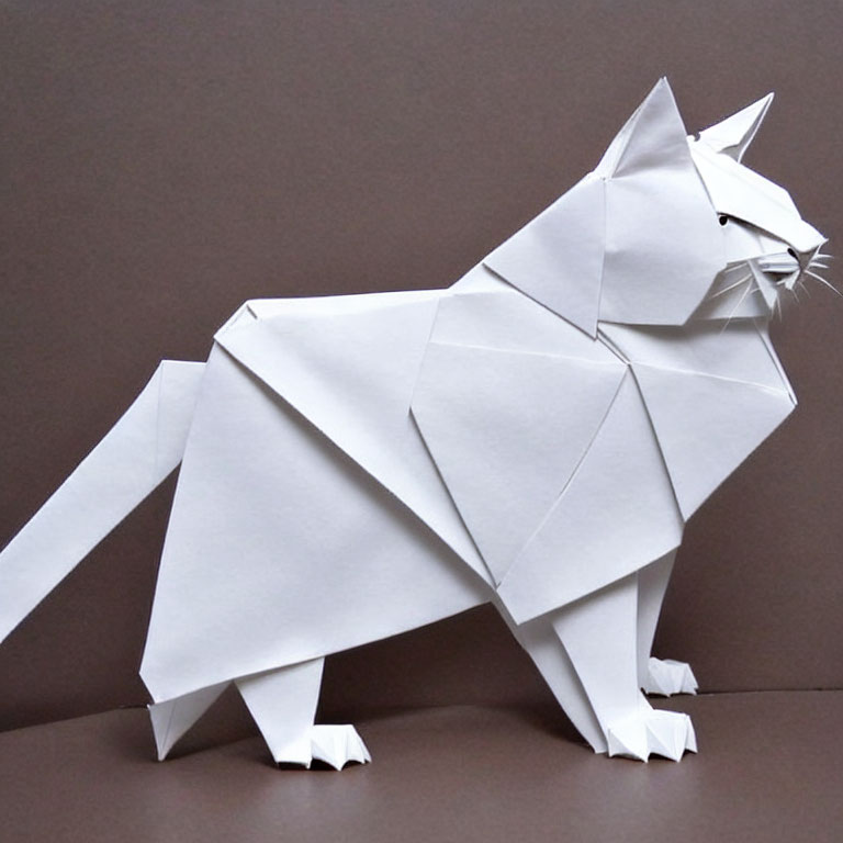 Geometric Origami Model of White Cat