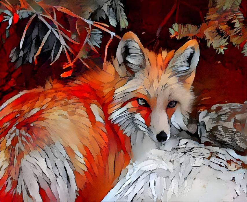 Red fox in Snowy Forest