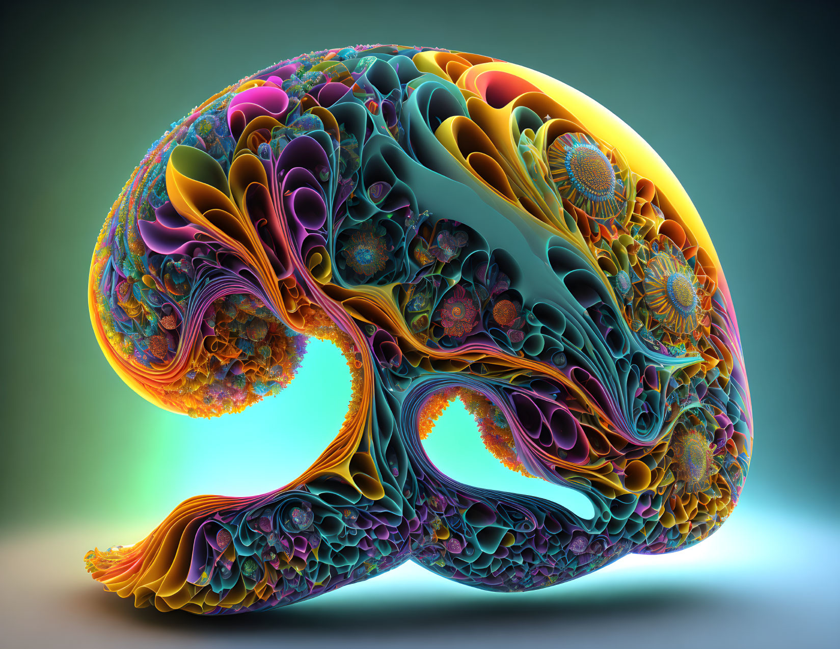 Colorful Abstract Brain Artwork with Swirling Patterns