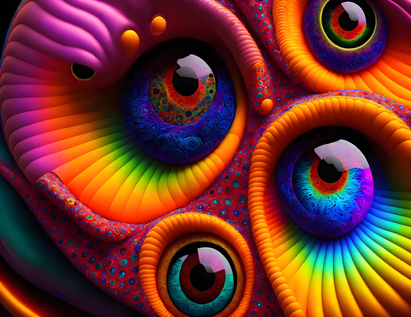 Colorful Eye Patterns in Vibrant Digital Artwork