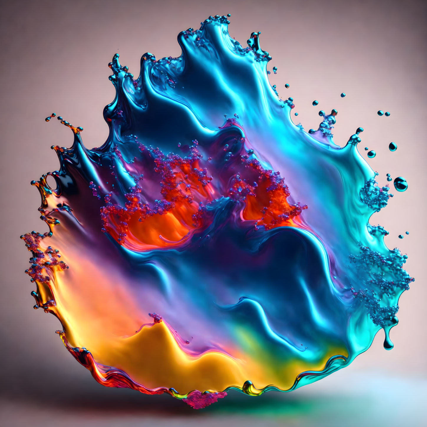 Colorful High-Resolution 3D Liquid Splash Render