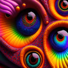 Colorful Eye Patterns in Vibrant Digital Artwork