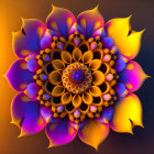 Symmetrical floral pattern in warm digital art.