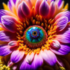 Colorful Flower Close-Up with Eye-Like Pattern and Bright Petals