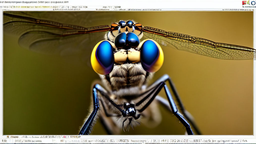 Detailed view of a perched dragonfly with compound eyes and delicate wings