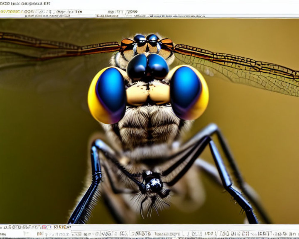 Detailed view of a perched dragonfly with compound eyes and delicate wings