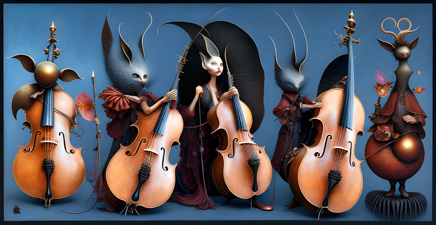 Anthropomorphic Creatures in Surreal Symphony Artwork