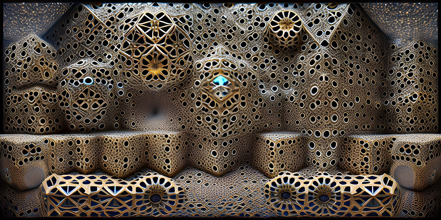 Symmetrical Metallic Fractal Pattern with Geometric Shapes