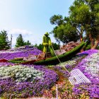 Vibrant Garden Landscape with Waterway and Castle