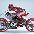 Futuristic Red Motorcycle with Chrome Detailing