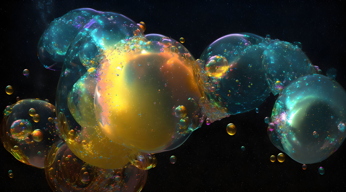 Multicolored Glittering Bubbles on Dark Cosmic Background