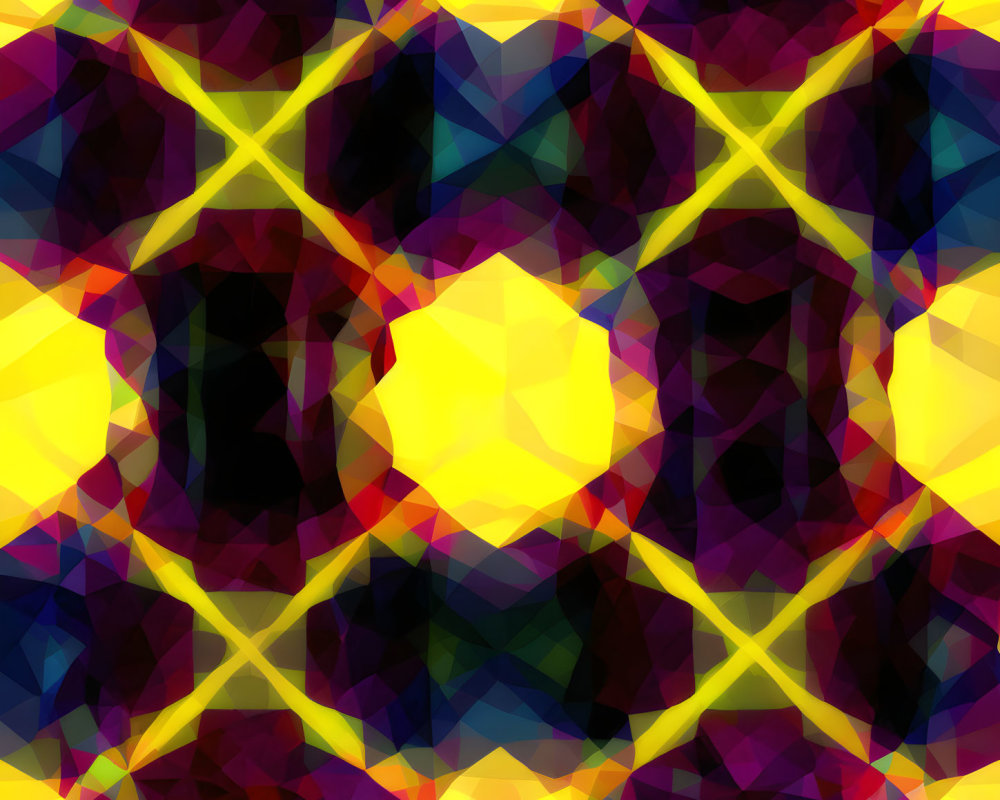 Symmetrical Yellow, Purple, and Black Geometric Pattern