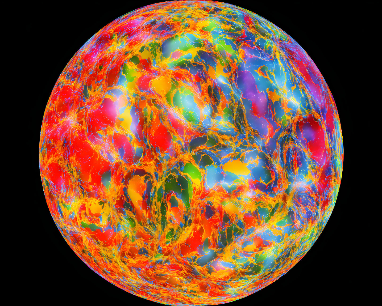 Colorful Swirling Sphere with Psychedelic Patterns