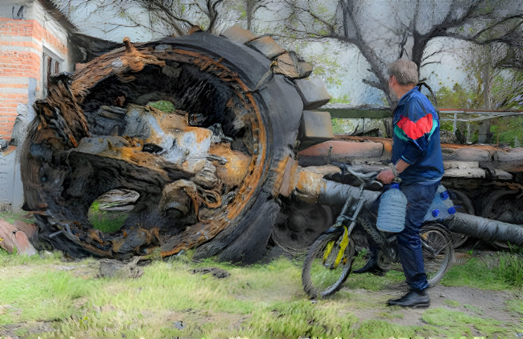 Ukrainian and Fallen Russian Tank, Van Gogh, 2022