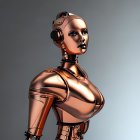 Metallic humanoid robot with copper finish and blue eyes