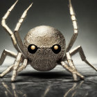 Digital Artwork of Spider with Human-like Eyes and Metallic Body