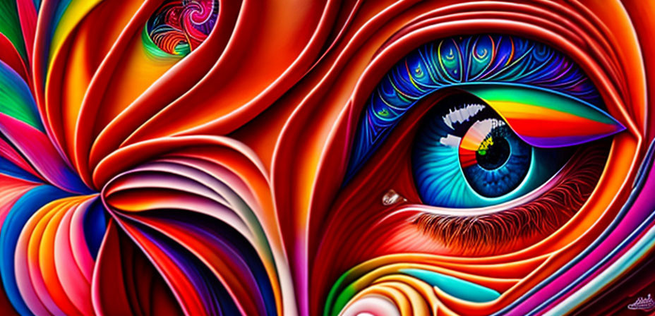 Colorful Psychedelic Eye Illustration with Abstract Patterns