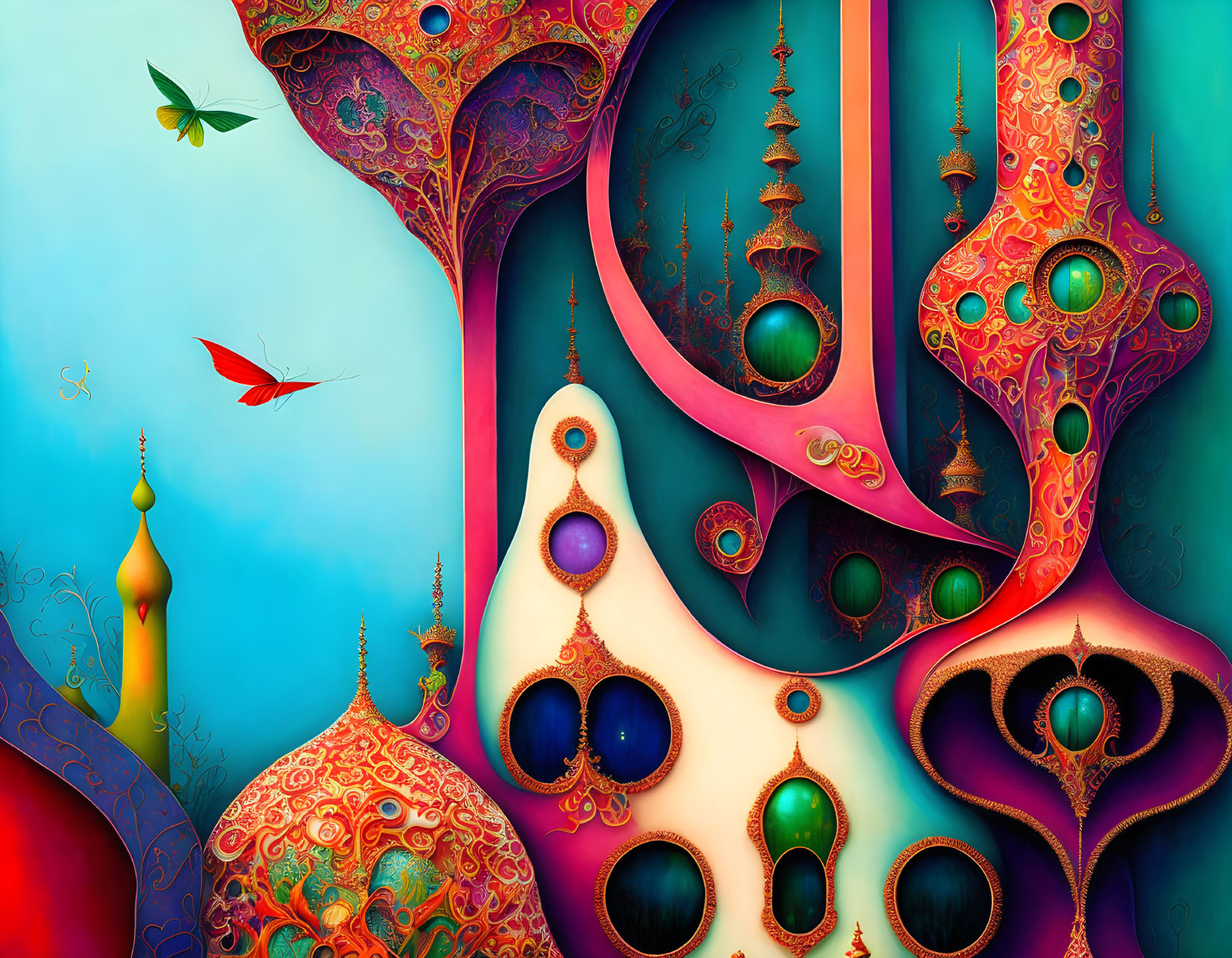 Colorful Abstract Art: Whimsical Shapes & Patterns in Bold Colors