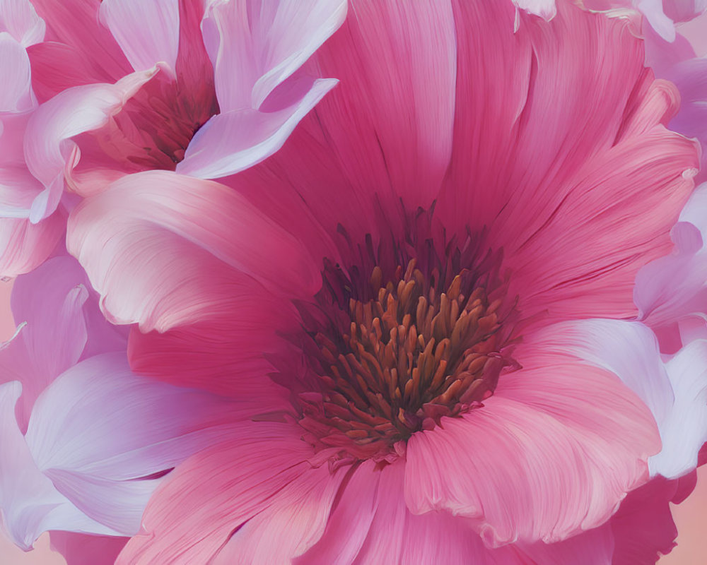 Vibrant pink flower with delicate petals on soft pink background