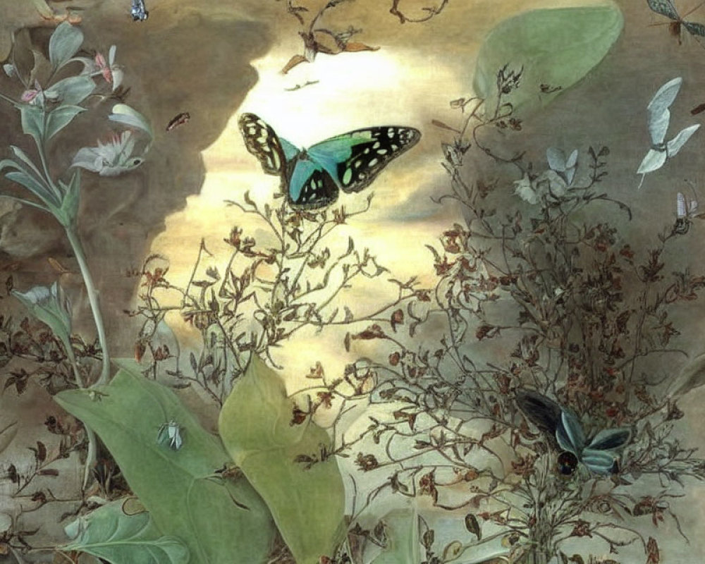 Ethereal insect illustration with prominent butterfly