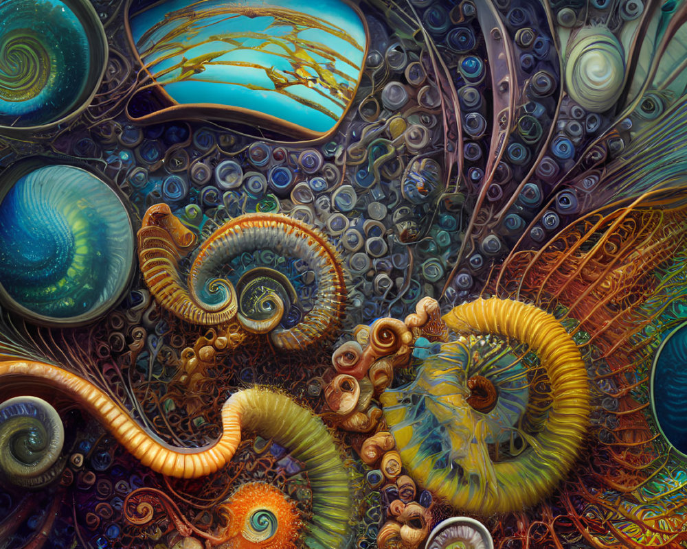 Colorful surreal artwork with swirling patterns and organic shapes