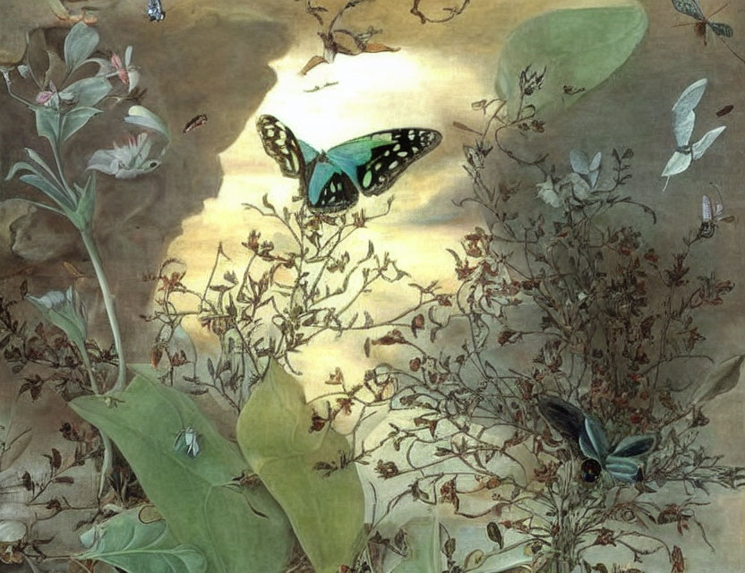 Ethereal insect illustration with prominent butterfly